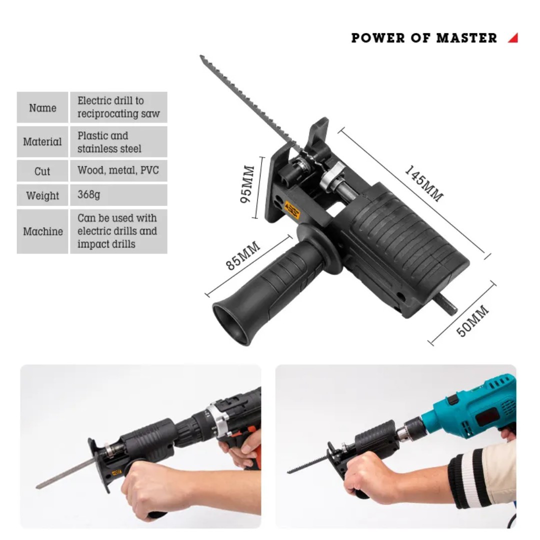 *Electric Drill to Jigsaw Converter Adapter - Drill to Reciprocating Saw