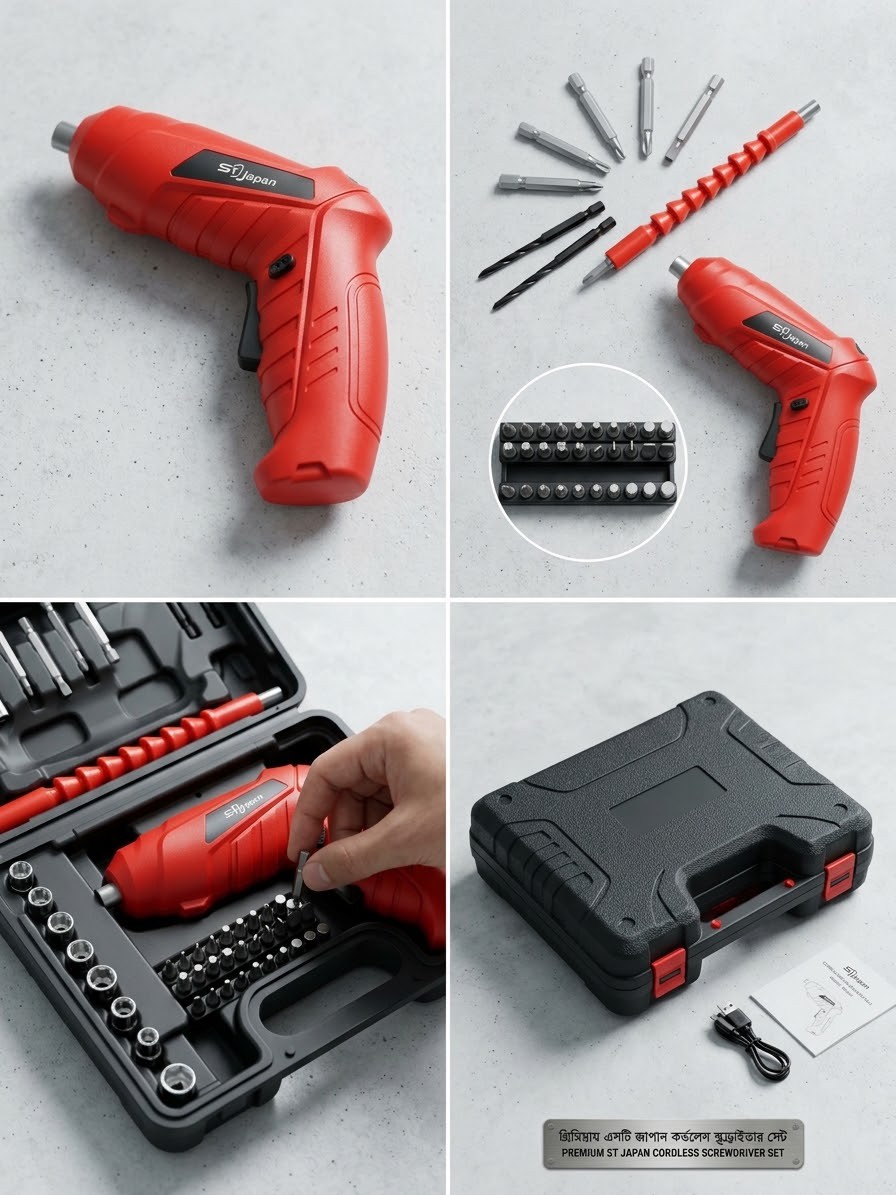 ST Japan Cordless Screwdriver Set | 45+ Pcs Premium Kit
